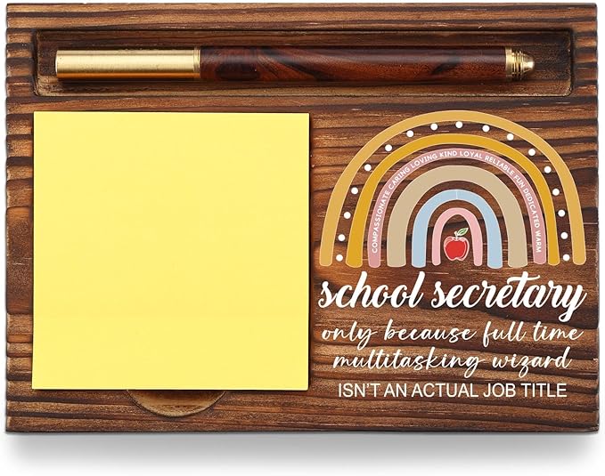 School Secretary Appreciation Gifts, Thank You Gifts for Secretary School Office Assistant Principal Staff Worker School Admin, School Secretary Gift Desk Self-Stick Note Pad Holders TZP05