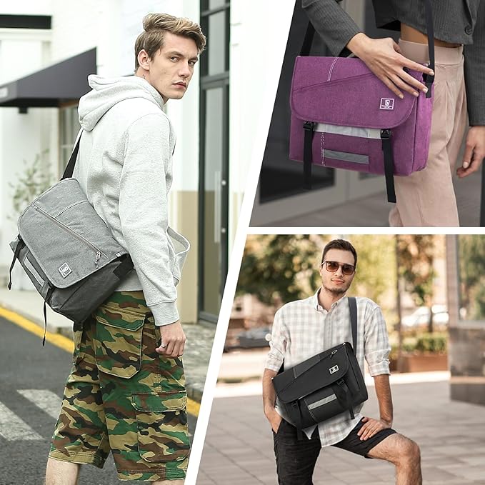 OIWAS Laptop Messenger Bag for Men Crossbody 15.6 Inch Satchel Bag Men Shoulder Bags Briefcase Computer Bag Large Work Travel College Black