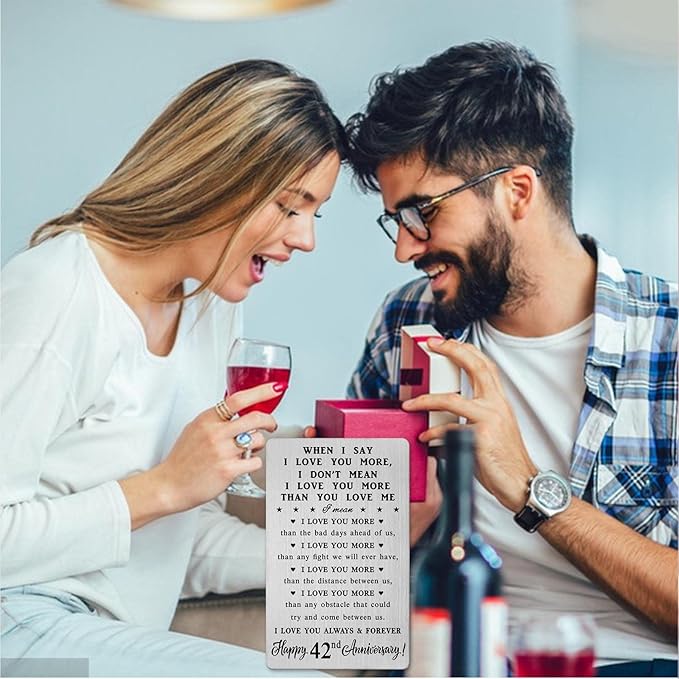 CPLJW 42 Year Anniversary Card Gifts for Women, 42nd Anniversary Romantic Gifts for Him, 42 Years Wedding Wallet Card Gift