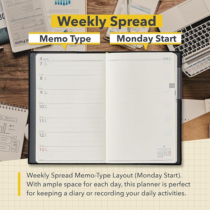 NOLTY Lights Small 1 Weekly Planner 2025, Japanese Edition, Black