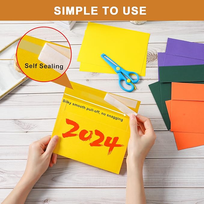 100 Packs 10 Assorted Colors Blank Flat Cards and Envelopes 5 x 7 Heavyweight Single Panel Cardstock and A7 Envelopes Self Seal for DIY Greeting Card, Wedding Invitations, Thank You Cards