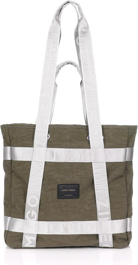 ZIMEGO Unisex Two-Tone Gym Tote Bag - Stylish Everyday Travel Tote with Double Top Handles