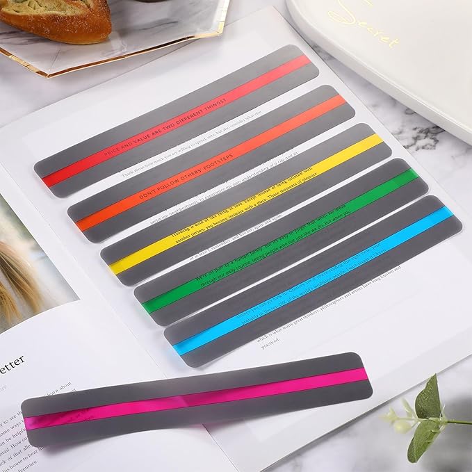 Zonon Guided Reading Strips Highlight Strips Colored Overlay Highlight Bookmarks Help with Dyslexia for Crystal Children and Teacher Supply Assistant (36 Pieces)