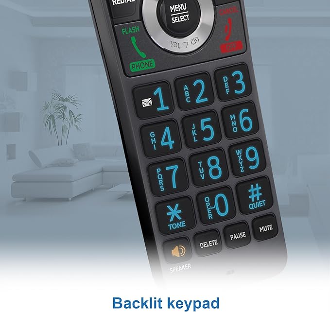 AT&T GL2101-5 DECT 6.0 5-Handset Cordless Home Phone with Call Block, Caller ID, Full-Duplex Handset Speakerphone, 2" White Backlit Display, Lighted Keypad (Graphite & Black)