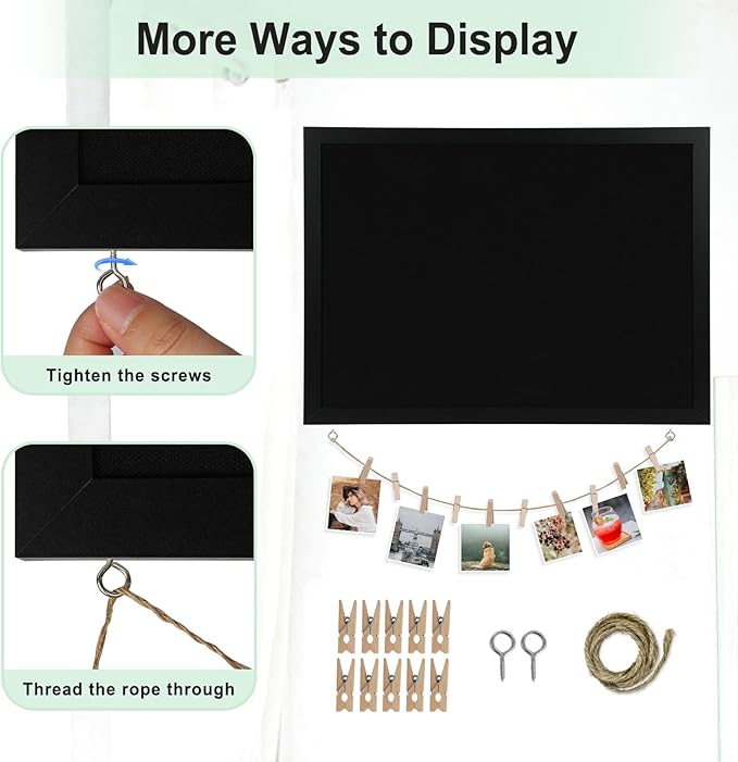 DOLLAR BOSS Large Black Cork Board Double-Sided Bulletin Board with Linen 24''x 18'', Black Cork Boards for Walls Wood Frame Hanging Pin Board, Cork Board for Office Home School 1-Pack