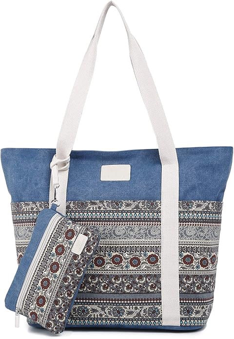 Wxnow Canvas Tote Bag for Women Top Handle Satchel Handbags Shoulder Bag Purse