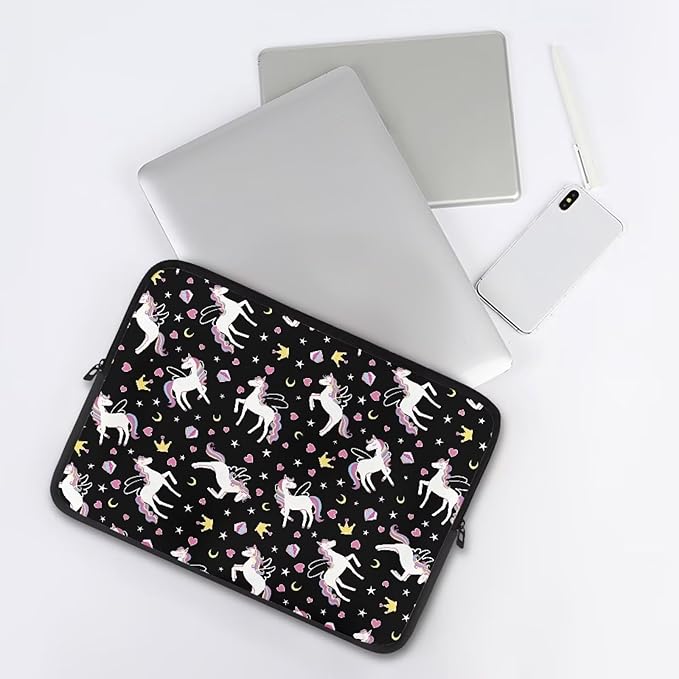 Horse Printed Computer Bags for Laptops Girls, Heart Pattern Computer Carrying Cover Portable Laptop Case Bag, 12 Inch Shockproof Laptop Bag Neoprene Computer Briefcase