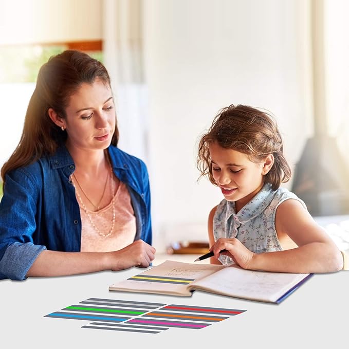 Guided Reading Strips/Colored Overlay/ Highlight Strips/Highlighter/Bookmark/ Assorted Colors Help with Dyslexia for Children and Teacher Supply Assistant (8 Pack)