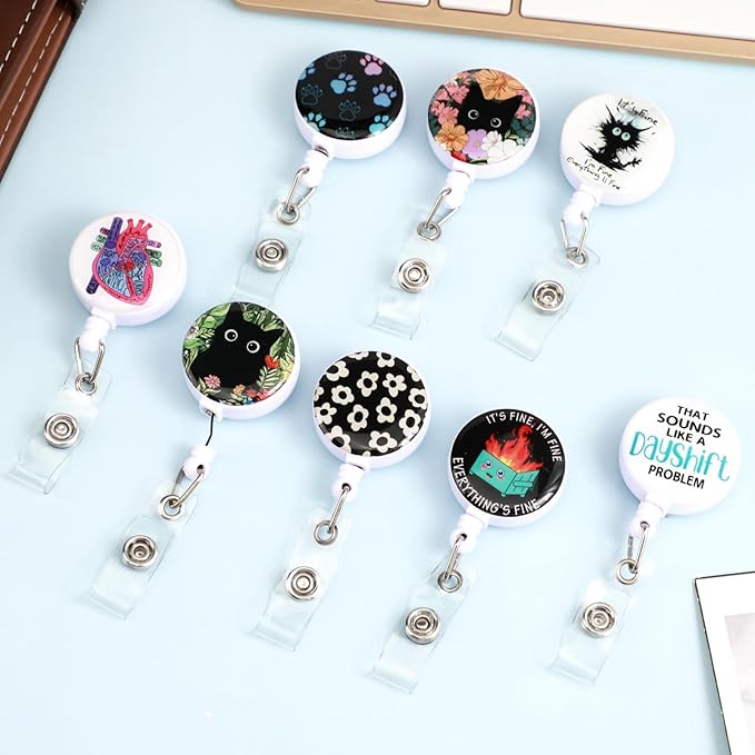 Flower Badge Reels Holder Retractable with ID Clip for Nurse Name Tag Card Nursing for Doctor Teacher Student Employee Office Medical Work 1