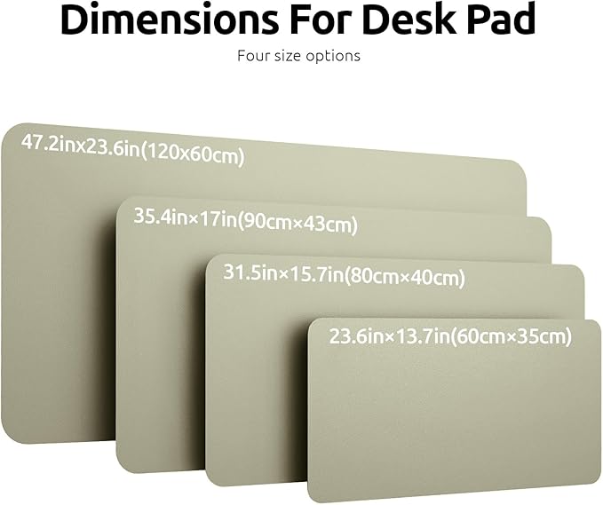 YSAGi Leather Desk Protector, Office Mat, Large Mouse Mat, Non-Slip PU Leather Blotter, Laptop Desk, Waterproof Writing Pad for Office and Home (Sage Green, 23.6" x 13.8")