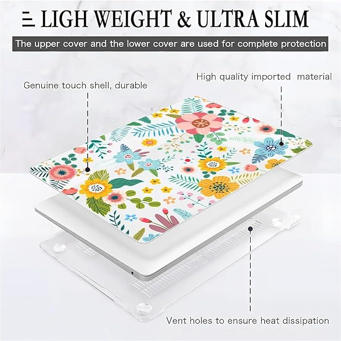Compatible with MacBook Air 13.3 inch Case 2018-2020 Release A1932 A2179 A2337, Abstract Flower Hard Plastic Shell Cover Case