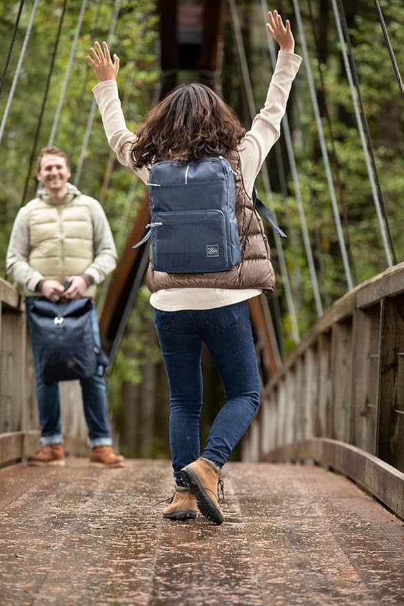 Skyway Luggage Rainier Simple Backpack, Eco-Friendly, Made of 100% rPET Travel Laptop Bag for Women & Men, Flight Approved Carry On Backpack, 16L, Crater Black