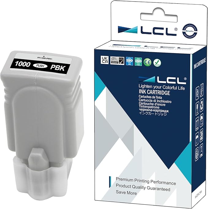 LCL Compatible Ink Cartridge Pigment Replacement for Canon PFI-1000 PBK PFI-1000PBK 0546C002 imagePROGRAF PRO-1000(1-Pack PBK)