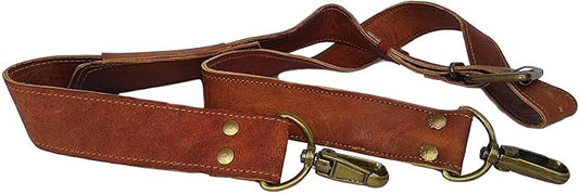 DHK Leather Adjustable Padded Replacement Shoulder Strap with Metal Swivel Hooks for Messenger, Laptop, Camera, Duffle Bags & More