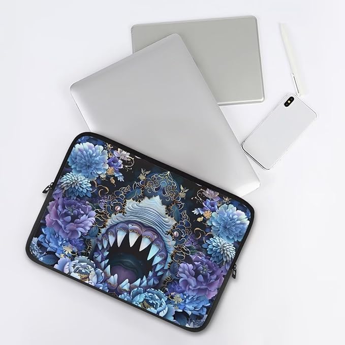 SharkPeony Printed Computer Bags for Laptops for Women Men, Shockproof 12 Inch Laptop Case Bag Washable Messenger Bag with Zipper, Laptop Case Computer Carrying Cover Easy to Carry