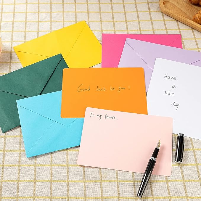 A7 Colorful Envelopes and Blank Cards 24 Pieces A7 Envelopes and 24 Pieces 5x7 Cream Color Flat Cards for Weddings, Invitations, Birthday, Baby Shower (Cream/Multicolor)