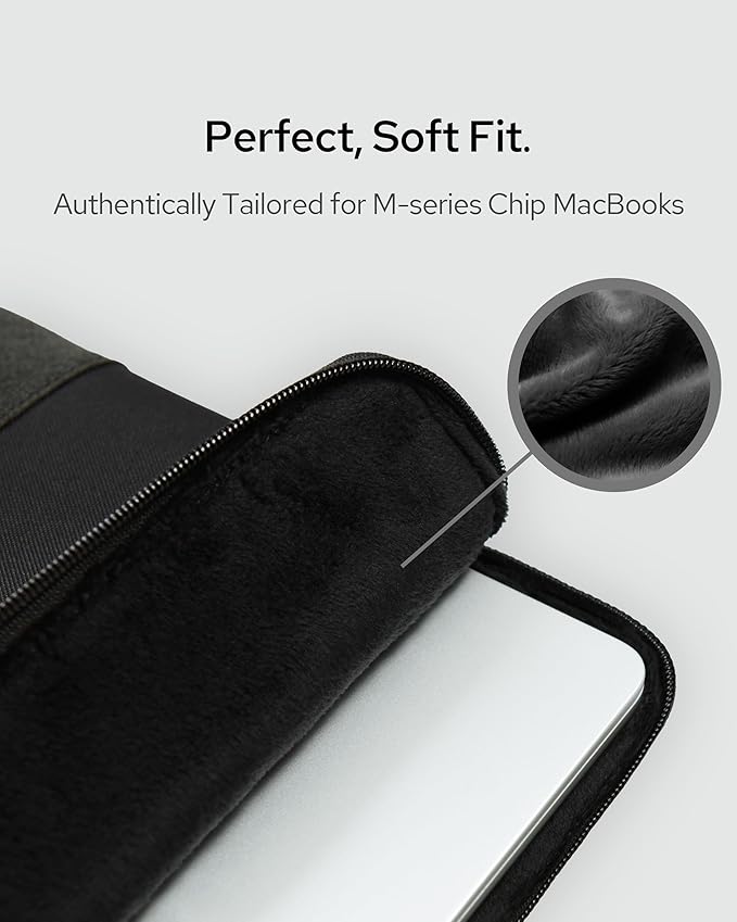 Slim Laptop Sleeve with a Back Zipper Pocket Designed for M1/M2/M3 MacBook Pro/Air (Black Beauty, for 16.2-inch MacBook Pro (M1/M2/M3))