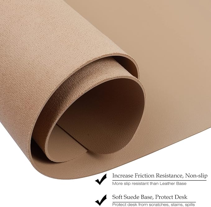 Boutilon Leather Desk Pad 30" x14",Non-Slip Mouse Pad,Office Desk Mat,Waterprooft PU Leather Desk Blotter,Desk Pad Protector,Desk Writing Pad for Home Office Decor (M-Beige)
