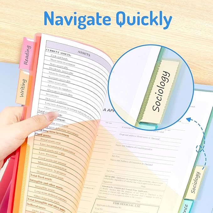 Forvencer 10 Count Dividers with Pockets, 5 Tab Dividers for 3 Ring Binder with Pockets, Subject Dividers with Pockets, Premium Quality Notebook Dividers with Pockets, Multicolor, 2 Sets