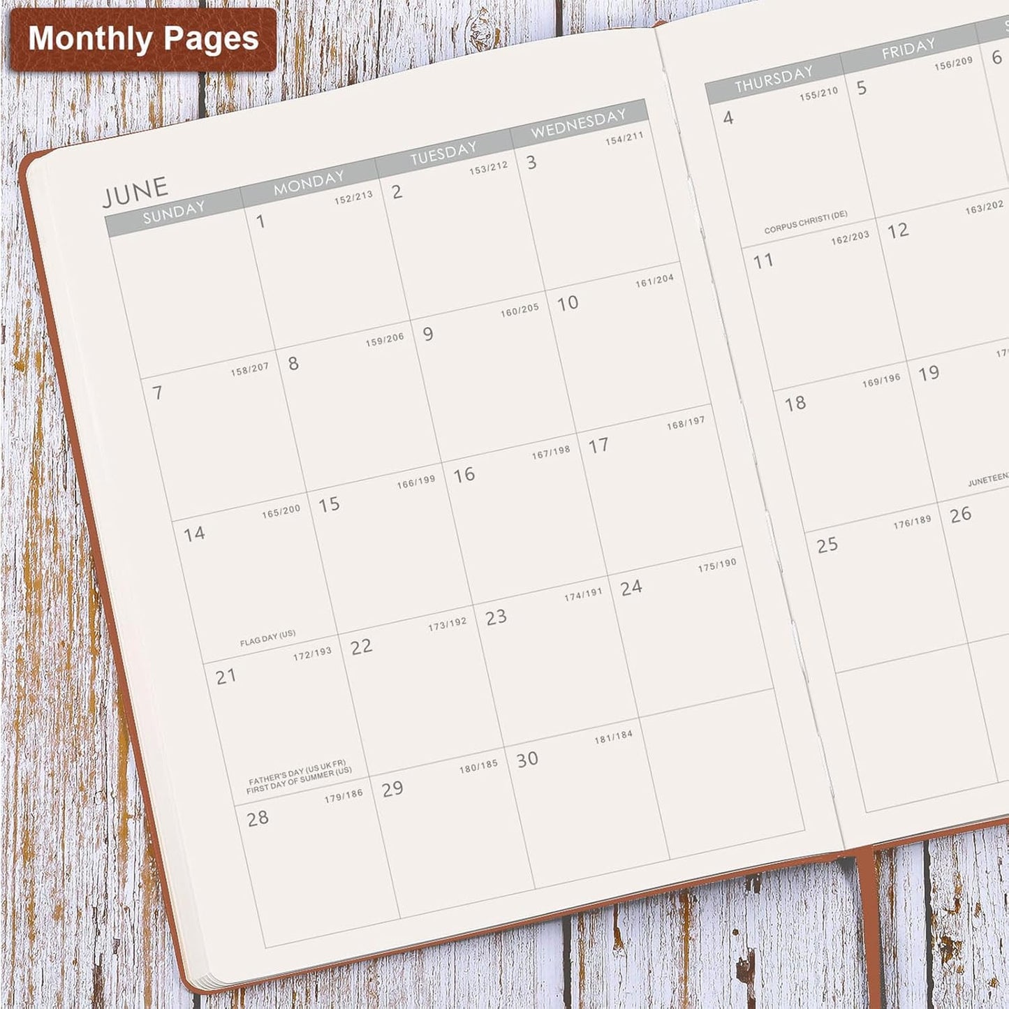 2026 Planner - 2026 Planner Weekly and Monthly, January 2026 - December 2026, 8.5" x 11", Pen Holder, Calendar Stickers, Pocket, 25 Notes Pages, Faux Leather Cover, A4 Premium Paper - Brown