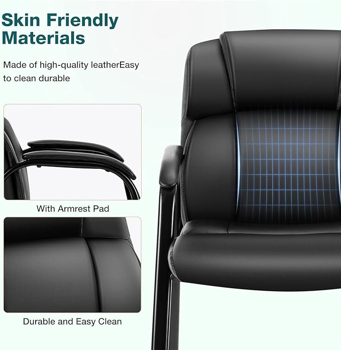 OLIXIS Waiting Room Chairs Set of 6, Leather Office Desk Reception Guest Stationary Side Chair with Padded Arms for Home Conference Lobby Area Meeting Church Medical Clinic Elderly Student