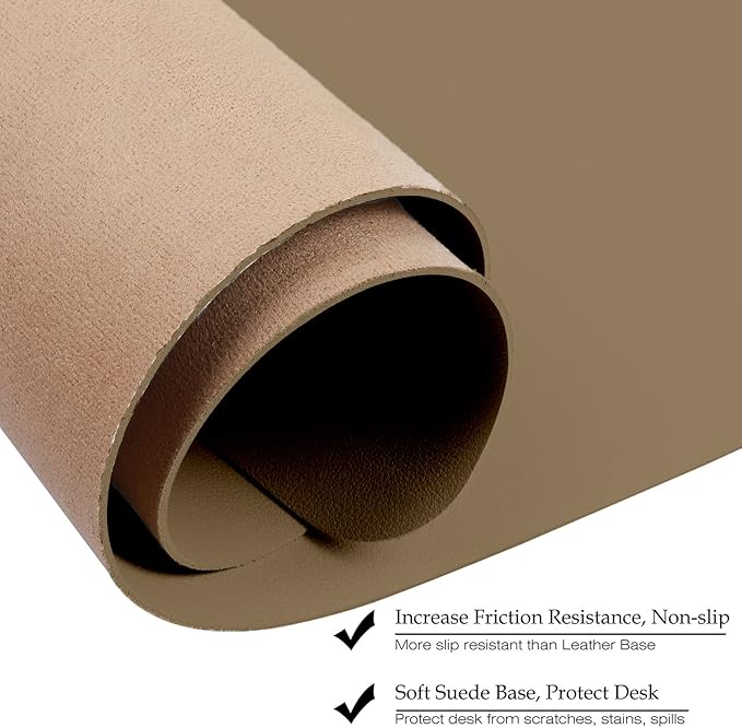 Boutilon Leather Desk Pad 30" x14",Non-Slip Mouse Pad,Office Desk Mat,Waterprooft PU Leather Desk Blotter,Desk Pad Protector,Desk Writing Pad for Home Office Decor (M-Dark Apricot)