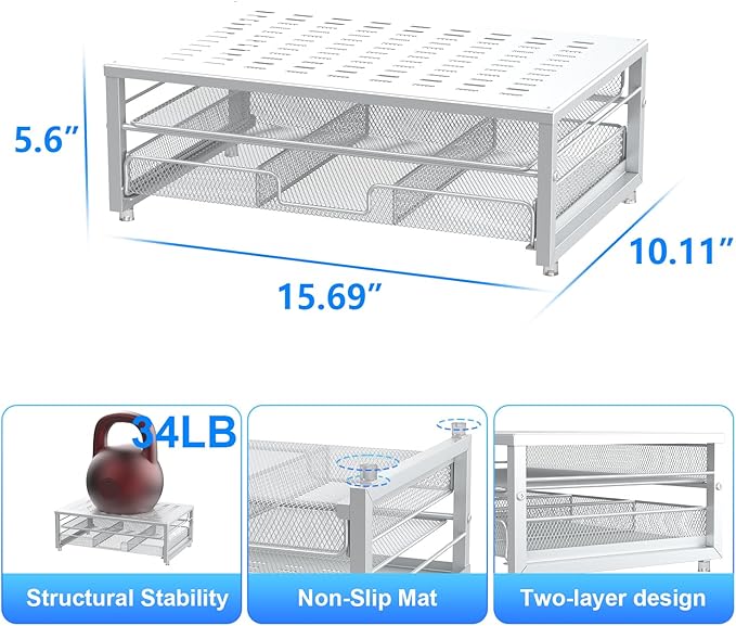 gianotter Computer Monitor Stand Riser, office organizer with Drawer, Office Organizers Storage for Classroom Office Supplies (White)