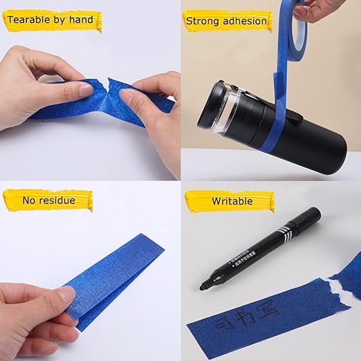 6 Rolls Masking Tape, Blue Painters Tape, Artist Painter's Painting Paper Tape for Multi-Purpose Wall Paint, DIY Crafts & Arts, Scrapbooking, Decoration, Labeling, Edge Finishing (1.88Inch x 60.1Yard)