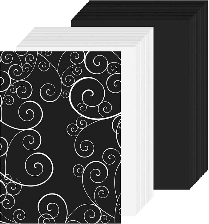 300 Sheets White Black Card Stock Paper,8.5 x 11 Inch Cardstock Paper,180gsm/65lb Thick Cardstock Printer Paper, Blank Heavy Card Paper for Invitations, Greeting Cards Making, Postcards