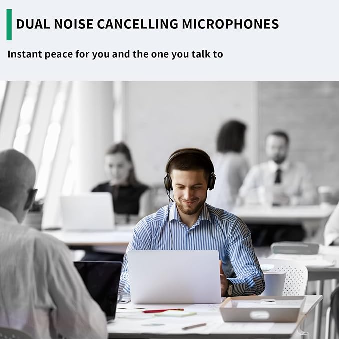 Yealink USB Headset UH38, Wired Softphone Headset Teams Certified with Microphone,in Line Controls Built in Bluetooth, Connect to PC/Laptop/Mac/Tablet/Cell Phone (USB-A)