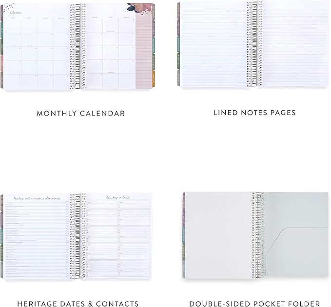 Erin Condren 12-Month Spiral Life Planner (Jan 2025 - Dec 2025) | 7x9 Weekly Planner with Monthly Calendars | Layers Colorful Covers, Bold Blooms Interior, Vertical Layout, Platinum Coil