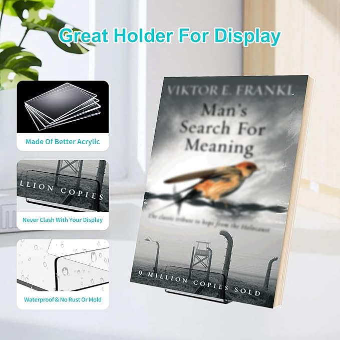 Boloyo Acylic Upright Display Stand, 6PC 4 Inch Clear Display Holder Easel Base Picture Frame for Home Office School Store to Display Book, Vinyl Record, Album, LP Cover, Artworks, CDs