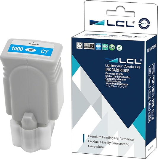 LCL Compatible Ink Cartridge Pigment Replacement for Canon PFI-1000 C PFI-1000C 0547C002 imagePROGRAF PRO-1000(1-Pack Cyan)
