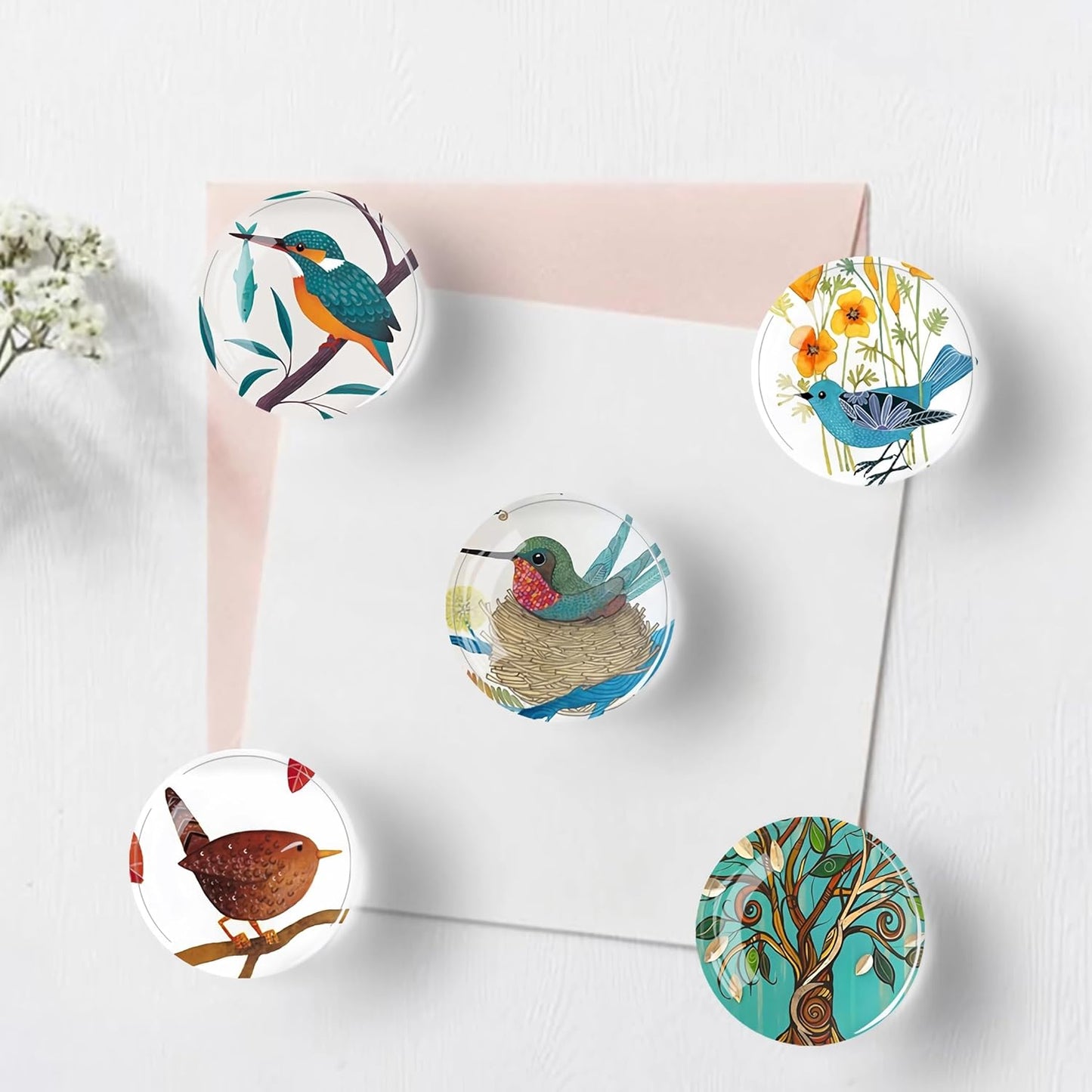 12Pcs Glass Refrigerator Magnet Fridge Sticker,Bird Fridge Magnets Decoration for Crafts,Strong Fridge Magnets for Kitchen, School,Office Whiteboard, Cabinet and Dishwasher