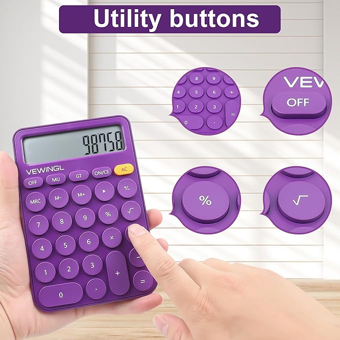 Standard Calculator 12 Digit,6.2 * 4.2in Desktop Large Display and Buttons,Calculator with Large LCD Display for Office,School, Home & Business Use,Automatic Sleep,15 °Tilt Screen