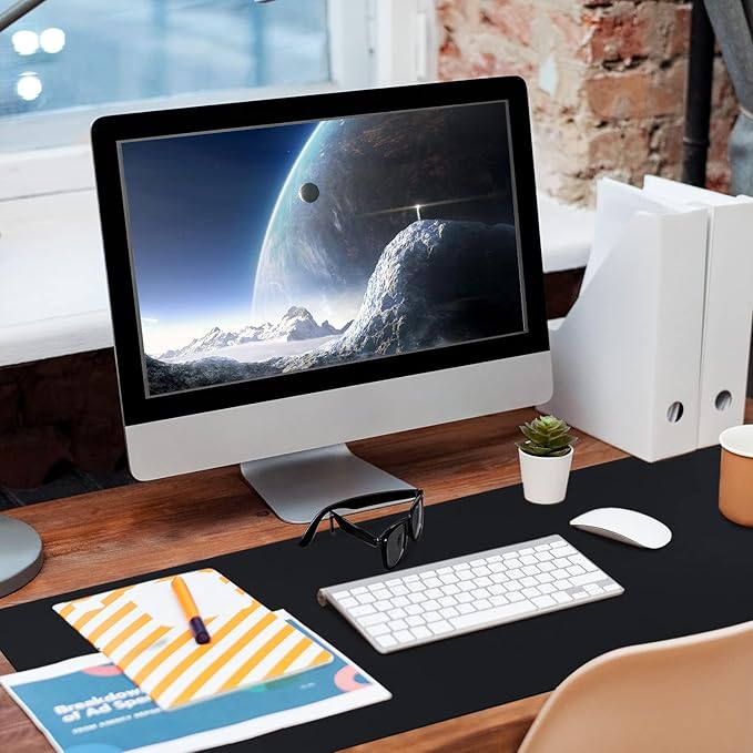 Leather Desk Pad, Black Desk Mat, Non-Slip Desk Protector Mat, Leather Desk Blotter, Computer Desk Pad, Waterproof Desk Mat for Home Office and Decor(35.4×15.7 Inches)