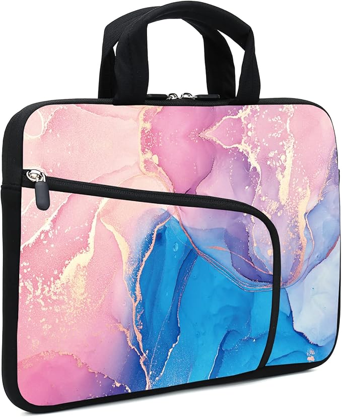 11.6" 12.2 inches Laptop Sleeve Chromebook Case Ultrabook Case Notebook Sleeve Tablet Case Neoprene Handle Sleeve for Men Women, Two Pockets Fit Apple MacBook Air Samsung Acer HP DELL(Marble)