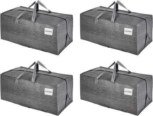 VENO 4 Pack Moving Bags w/Backpack Straps, Moving Boxes & Storage Bins Alternative, Packing Supplies, Camping Accessories Totes for Storage, Dorm Room Essentials Storage Bags (Gray, 4 Pack)