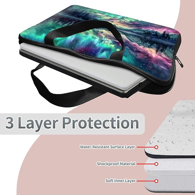 Universal Laptop Sleeve Tablet Case 12 inch, Aurora Landscape Slim Carrying Case Durable Handbag Travel Laptop Bag for Surface Pro 9 8 7/Laptop Go 2 3, MacBook Air 11/12