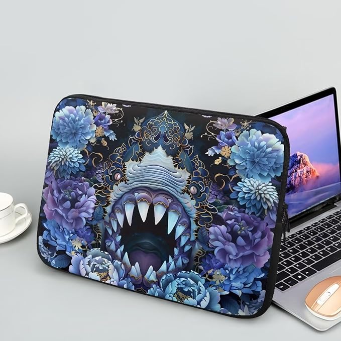SharkPeony Printed Computer Bags for Laptops for Women Men, Shockproof 12 Inch Laptop Case Bag Washable Messenger Bag with Zipper, Laptop Case Computer Carrying Cover Easy to Carry