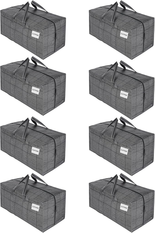 VENO 8 Pack Moving Bags w/Backpack Straps, Moving Boxes & Storage Bins Alternative, Packing Supplies, Camping Accessories Totes for Storage, Dorm Room Essentials Storage Bags (Windowpane, 8 Pack)