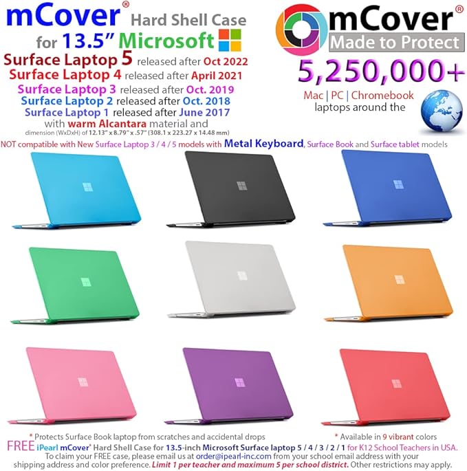 mCover Hard Case Only Compatible for 13.5" Microsoft Surface Laptop (5/4 / 3/2 / 1) with Alcantara Keyboard - Purple
