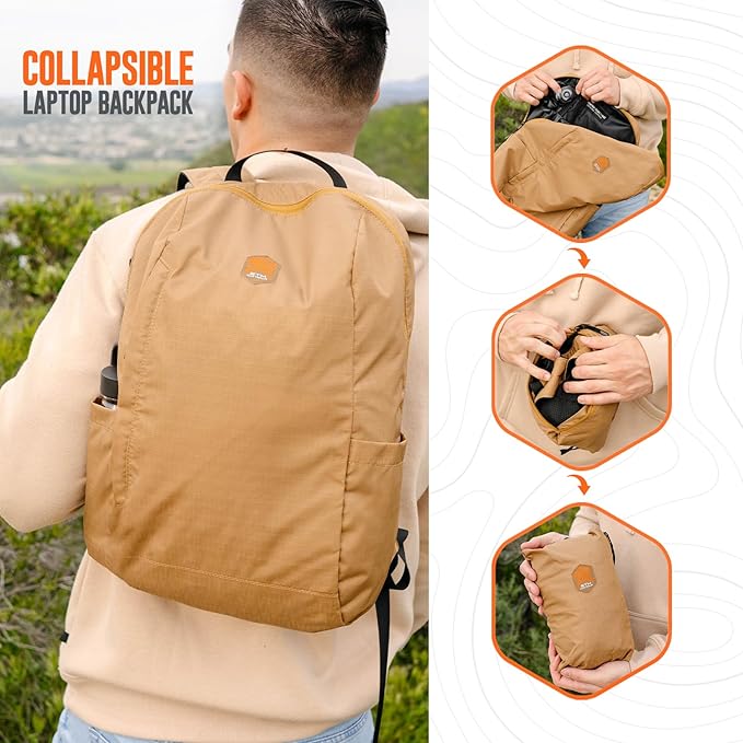STM BagPack - Lightweight Travel Backpack - Inflatable Laptop Protection for up to 16" Laptop - Compact Self Contained Storable Backpack, Water Resistant, Use as a Daypack or Everyday Pack - black