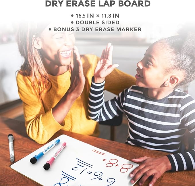 Nicpro 12 x 16 inches Lapboard Small Dry Erase Lap Board Double Sided with 3 Water-Based Pens Learning Mini Whiteboard Portable for Kid Student and Classroom Use