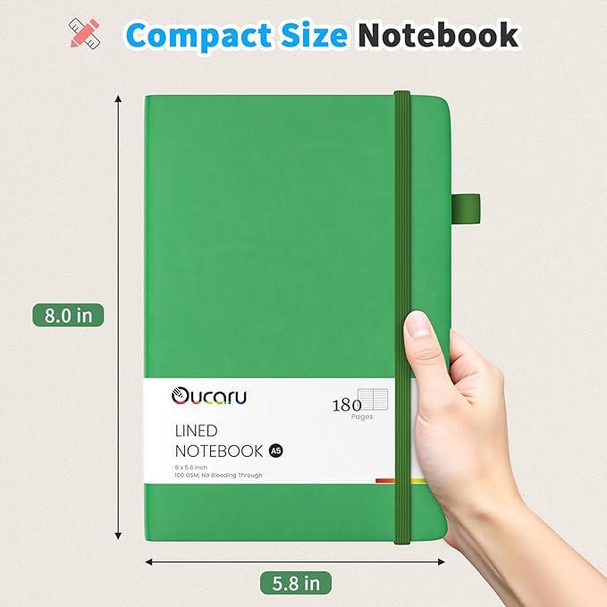 Lined Journal Notebook, 16 Pack, 180 Pages, A5 Journals for Writing, 100 GSM Thick Paper, Small Notebooks Daily Journal for Women Men Work, Business, School, Travel Supplies