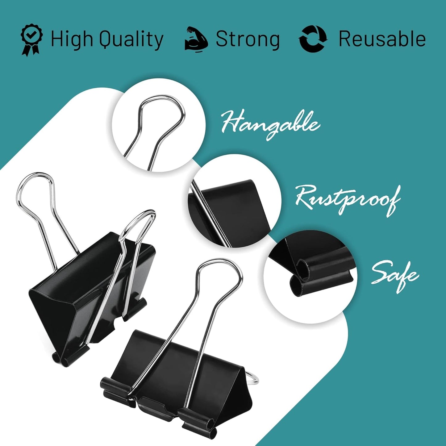 Binder Clips - 144 Small Binder Clips, 0.75 Inch Black Paper Clamps, File Clip for Home, Office and School Supplies