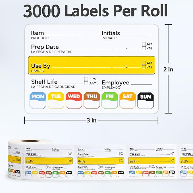 Restaurant Quality Shelf Life Food Rotation Labels, 2” x 3” Self-Adhesive Removable Freezer Food Labels Stickers, Perfect for Reusable Containers, Easy to Remove, Food Safety Date Sticker (10 PCS)