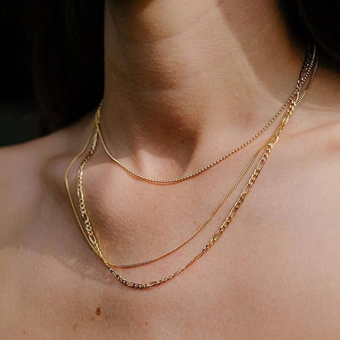 Herringbone Necklace for Women,Dainty Gold Necklace,14k Gold Plated Snake,Gold Chain Choker Necklaces,Simple Gold Layered Necklaces,Gold Jewelry Gift for Women