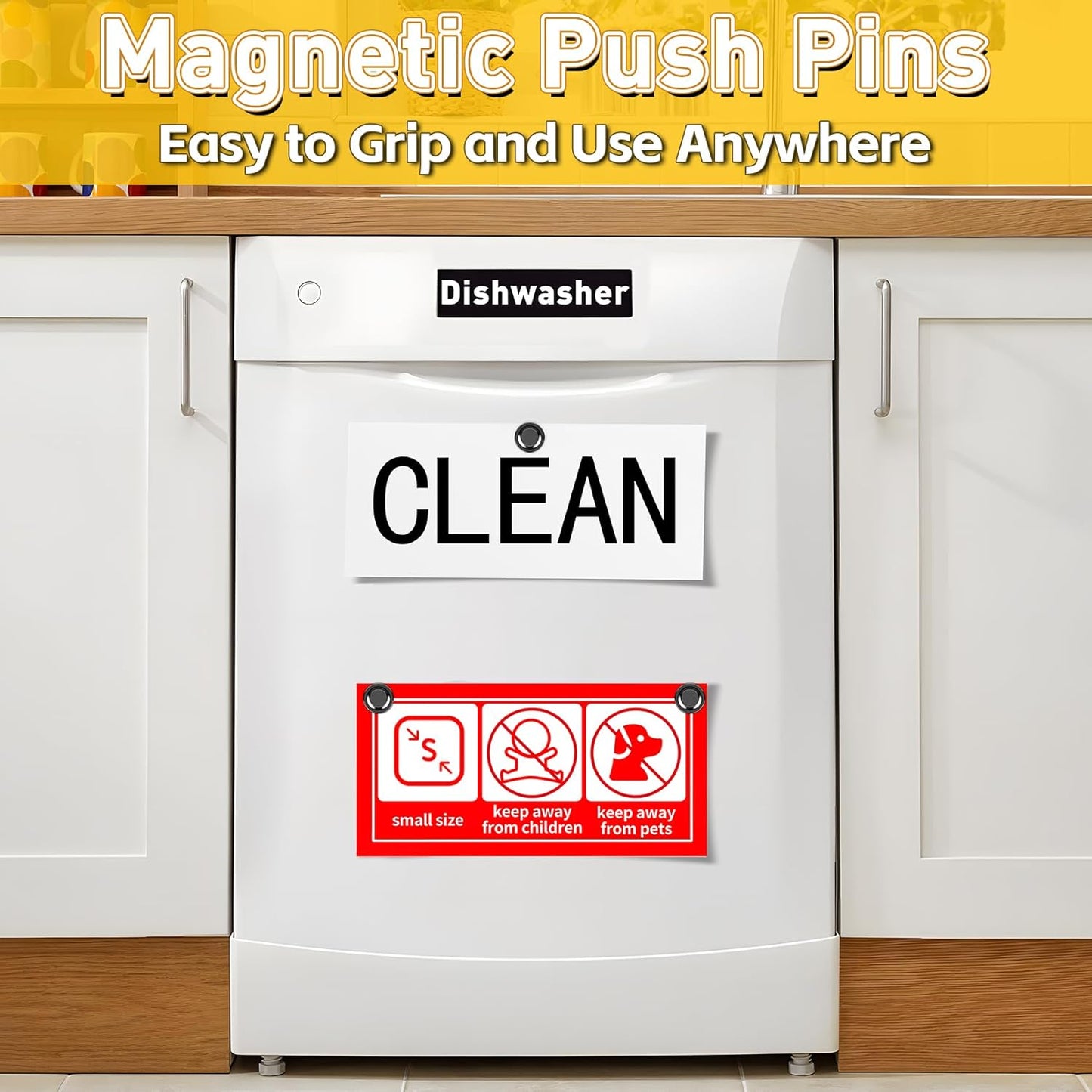 VNDUEEY 200 Pack Black Fridge Magnets, Refrigerator Magnets Whiteboard Magnets, Magnet Refrigerator, Magnetic Push Pins, Small and Strong Magnet for Home, Office, School, Locker and Map