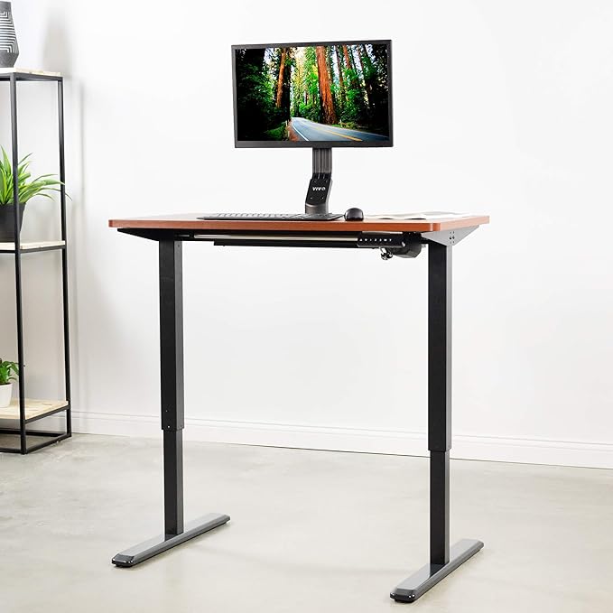 VIVO Dark Walnut 43 x 24 inch Universal Solid One-Piece Table Top for Standard and Sit to Stand Height Adjustable Home and Office Desk Frames, DESK-TOP43D
